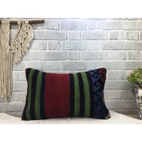 Wohnzimmerkissen, Dekokissen, Kelimkissen 30, 5 X 50 cm, Boho-Kissen, Handgemachtes Kissen, Kelimkissen, Gestreiftes 1915 von kilimpillowkingdom