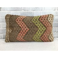 Kissen Kelimkissen, Kelimbezug Verblasst, Boho Dekokissen, Sesselkissen, 12 X 20 Bodenkissen, Gewebtes Kissen, Bettkissen, 1622 von kilimpillowkingdom