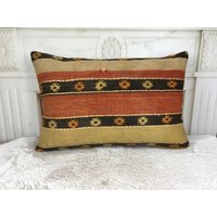 Nomaden Kelim Kissen, Vintage Sofakissen, Ethno Bettwäsche Dekoratives 16x24 Handgewebte Akzentkissen, 2438 von kilimpillowkingdom