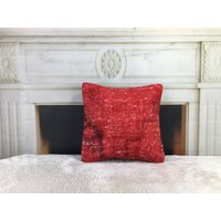 Rotes Teppichkissen, Handgemachtes Kissen, Dekokissen, Vintage 12x12 237 von kilimpillowkingdom