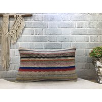 Sofakissen, Dekorkissen, Kelimkissen 30, 5 X 50 cm, Boho-Kissen, Handgemachtes Kissen, Dekokissen, Gestreiftes Dekoratives Kelimkissen, 1921 von kilimpillowkingdom