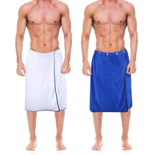 kilofly 2 x Herren-Duschtuch, verstellbar, mit Druckknopfverschluss, 68,6 x 139,7 cm von kilofly