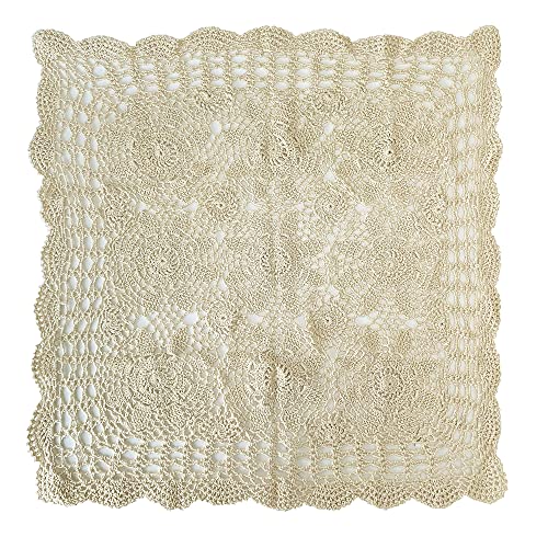 kilofly Tischsets, handgefertigt, Baumwolle, Spitze, quadratisch, Beige, 58,4 cm von kilofly