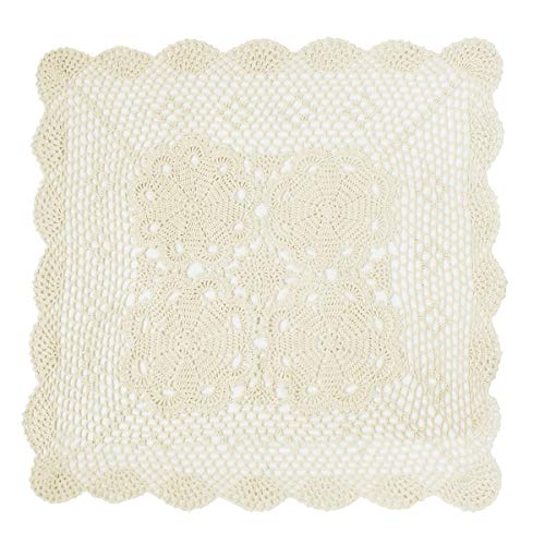 kilofly Handmade Crochet Cotton Lace Table Placemats Sofa Doilies, Square, Beige, 27 inch von kilofly