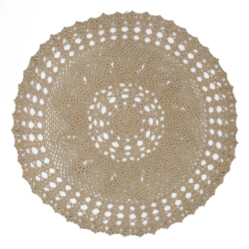 kilofly Handmade Crochet Cotton Lace Table Sofa Doily, Waterlily, Brown, 22 inch von kilofly