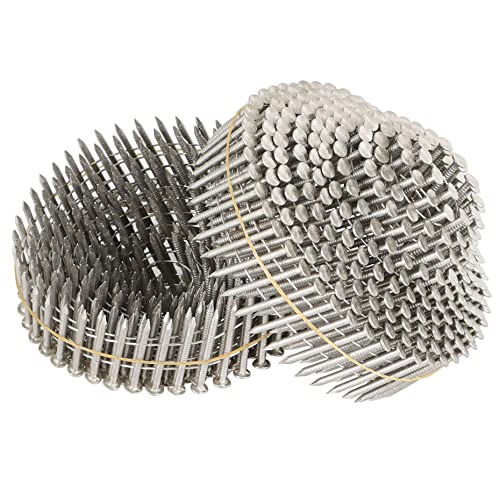 kimllier 1200 Stück Spulenverkleidungsnagel, Rundkopf, Drahtkollatierte Spule, 15 Grad, 3,8 cm x 0,090 cm, Ringschaft, 304 Edelstahl von kimllier