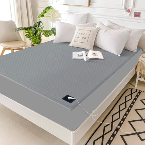 Erdungs-Spannbetttücher Erdungsbettlaken 140x200 Erdungslaken mit EU Erdungskabel Spannbettlaken Baumwolle aus 95% Bio-Baumwolle mit 5% Silberfase Erdungsblech für besseren Schlaf (Grau, Full) von kimprinsj