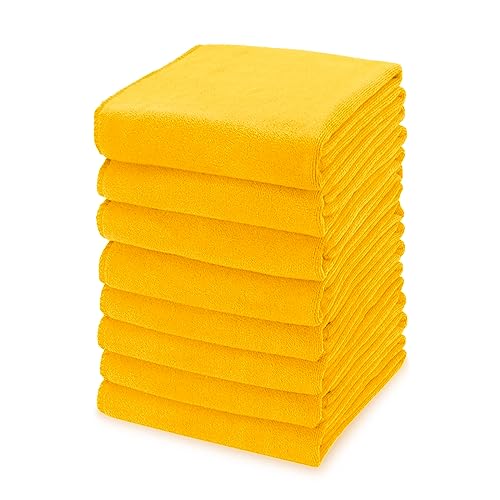 kimteny Küchentücher, 33 x 71 cm, 400 g/m², Premium-Geschirrtücher, super saugfähige Korallensamt-Mikrofaser-Reinigungstücher, schnell trocknende Lappen zum Geschirrspülen (8 Stück, orange) von kimteny