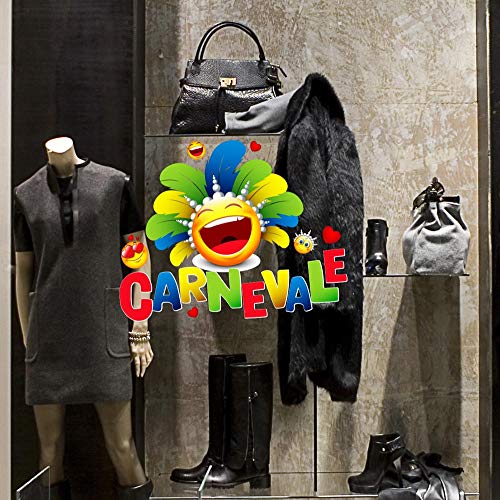 kina CRC0008 Fensterbild Karneval 100% wiederverwendbar Schaufensterdekorationen Geschäfte ohne Klebstoff und neu positionierbar von kina