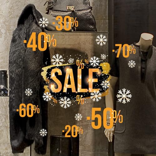 kina - UVSD0181 Transparent Removable Repositionable Window Sticker for Window Glass Shop Windows Stickers Winter Sales Discounts Occasions - 2 Sheets 45x35 cm von kina