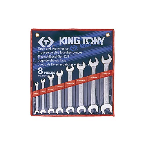 king tony Estuche de 8 llaves fijas pulgadas 1/4" x5/16-13/16" x7/8" von king tony