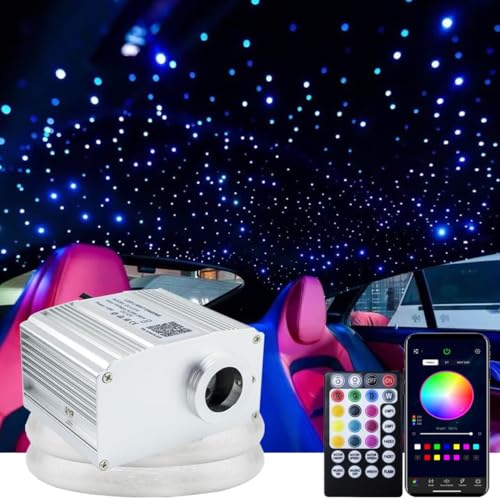 Callsky 10W Bluetooth Twinkle Fiber Optic Light Starlights pour Voiture/Maison Headliner, Contrôleur de Moteur RGBW + Télécommande RF 28 Touches + Câble Fibre Optique 450pcs * 0.03/0.75mm * 9.8ft/3m von kingmaled
