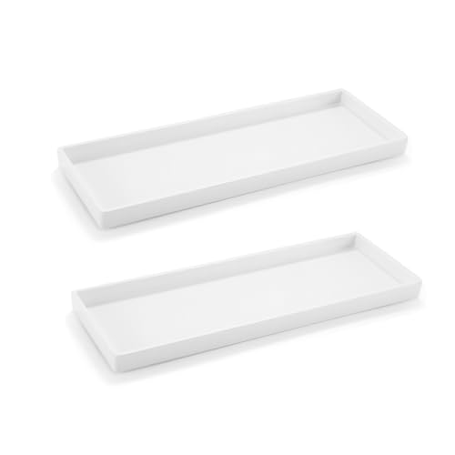 kingsea 2 Stück Badezimmer Tablett, 32.9x11.8x1.5cm Rectangular Cosmetic Trays Bathroom Vanity Tray, Vielseitig Einsetzbar Table Tray Decoration for Kitchen Bathroom Hotel von kingsea