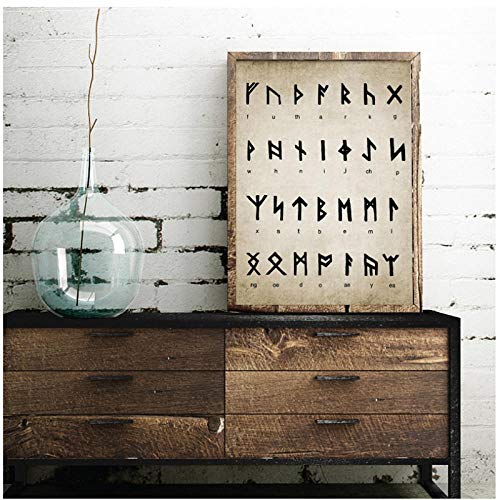 Runen Alphabet Print Art Of Divination Schreiben Magie Wikinger Altnordische Sprache Vintage Poster Leinwand Malerei Bild Wand Decor-30x40cm Kein Rahmen von kingxqq