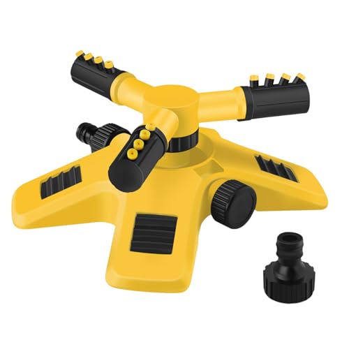 Gartensprinkler für Rasenflächen, automatischer Rasenwassersprinkler mit 3 einstellbaren Armen, 360 ° rotierende Wassersprinkler für Rasen, große Flächenabdeckung Gartensprühgerät für Garten von kinrguiyuez