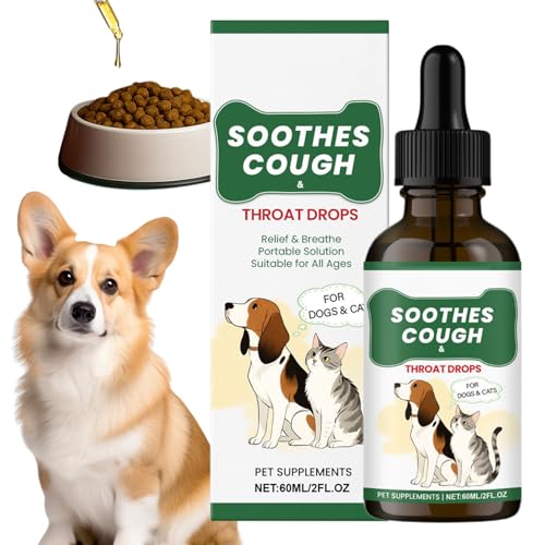Zwingerhustenmedizin Für Hunde | 60 Ml Flüssigkeitstropfen Für Hunde Und Katzen, Gesundheitsversorgung Schnell Absorbierender Flüssigkeit, Hustenlinderung Trockener Und Nasse Haustier Allergie Relief, von kinrguiyuez