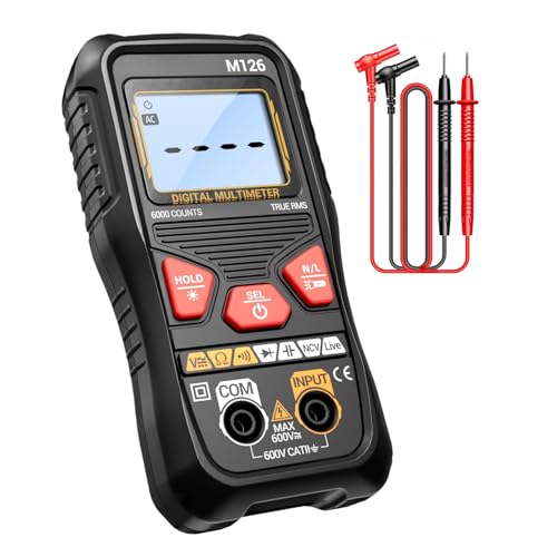kinrguiyuez Digitalmultimeter | Automatisches Spannungsmessgerät | 6000 Count Strommessgerät für Elektriker & Werkstatt mit Automatischer Bereichswahl von kinrguiyuez