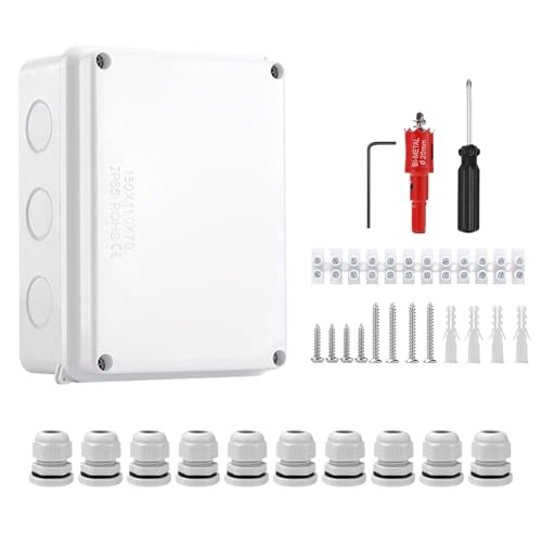 kinrguiyuez Elektrische Außenverteilerdose,Wetterfeste Elektrische Installationsdose Für Innenbereich | Schutz Gehäuse Staubdicht Für Innenräume Keller Überwachungskameras Beleuchtung Gärten Wand von kinrguiyuez
