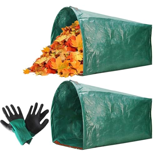 kinrguiyuez Gartenabfallsäcke | Laubbeutel wiederverwendbar | 2 Stück Yard Garten Mülleimer Kehrschaufel mit Handschuhen wiederverwendbar für Outdoor Terrasse Blätter Schmutz Gras Schnitt Rasen von kinrguiyuez