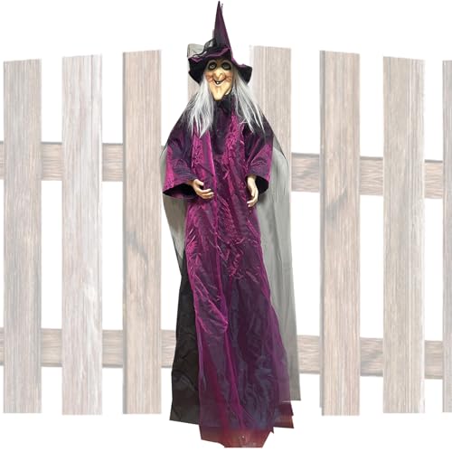 kinrguiyuez Halloween Hexe Dekorationen | Gruselige Sound Aktivierte Hexe Dekorationen - Halloween Spukhaus Requisiten für Zäune, Höfe, Geländer, Wände von kinrguiyuez