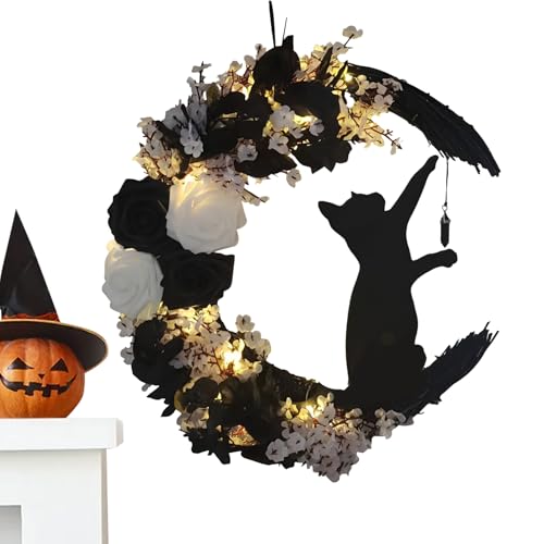 kinrguiyuez Halloween-Katzen-Tür, Haustür-Wand-Katzen- Leuchtender Mondblumen-Katze-Wandtür-Halloween- Sammelornament für den Innen- und Außenbereich, saisonale Dekoration für die, kinrguiyuez Halloween-Katzen-Tür, Haustür-Wand-Katzen- Leuchtender Mondblumen-Katze-Wandtür-Halloween- Sammelornament für den Innen- und Außenbereich, saisonale Dekoration für die, von kinrguiyuez