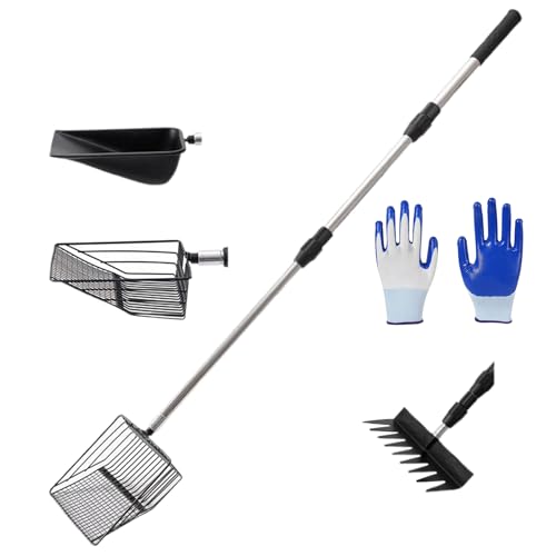 kinrguiyuez Hühnerkot Aufnehmer Für Hühnerstall,Ausziehhbare Hühnerkot Schaufel - Multifunktionales Ergonomisches Werkzeug Mit 4 Schaufelaufsätzen Für Einstreu, Geflügelhaltung & von kinrguiyuez