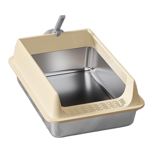 kinrguiyuez Katzentoilette, halb geschlossene Katzentoiletten, Edelstahl, großes Tablett mit Schaufel, Haustierzubehör für den Innenbereich, Geruchskontrolle, Kätzchen, Zuhause, Wohnzimmer, Balkon kinrguiyuez Katzentoilette, halb geschlossene Katzentoiletten, Edelstahl, großes Tablett mit Schaufel, Haustierzubehör für den Innenbereich, Geruchskontrolle, Kätzchen, Zuhause, Wohnzimmer, Balkon von kinrguiyuez