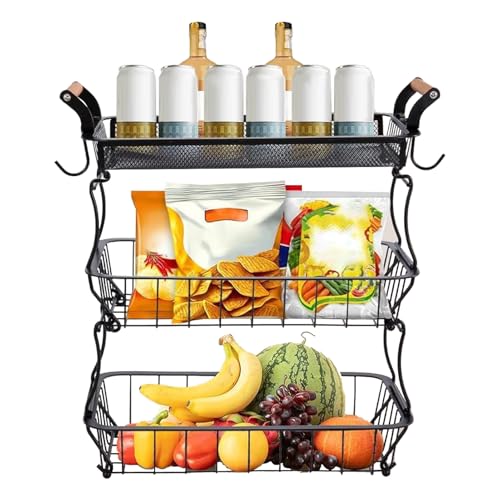 kinrguiyuez Obst-Organizer – 3-stöckige Gemüsekörbe für die Küche – Metalldraht-Aufbewahrungs-Organizer mit Bananenaufhängern für , Brot, Snacks, Speisekammer, Zuhause, Wohnung, Bauernhaus kinrguiyuez Obst-Organizer – 3-stöckige Gemüsekörbe für die Küche – Metalldraht-Aufbewahrungs-Organizer mit Bananenaufhängern für , Brot, Snacks, Speisekammer, Zuhause, Wohnung, Bauernhaus von kinrguiyuez