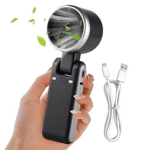 kinrguiyuez Tragbarer Fan für Reisen | Tragbare Handheld USB wiederaufladbare Fans | 5-Gang-Windluftkühler-Taschen-Design, faltbarer Schreibtischlüfter für Campingreise im Freien von kinrguiyuez