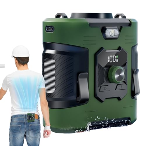 kinrguiyuez Tragbarer Hüftventilator - 100 Stufen Tragbarer Ventilator - Persönliche Klimaanlage für Arbeit Sport Camping Schreibtisch & Zuhause, Kompaktes Kühlgerät mit Mobiler Beleuchtung von kinrguiyuez