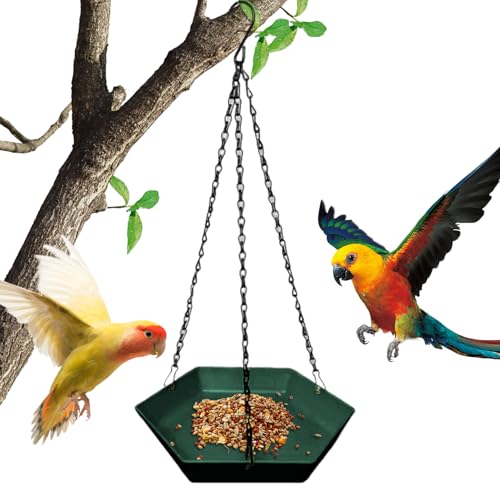 kinrguiyuez Vogelbad Für Den Außenbereich | Vieleckiger Futterspender Für Papageien Zum Aufhängen | Aufhängbare Wasserschale Für Garten Balkon Terrassenbereich Fenster Vögel Beobachten von kinrguiyuez