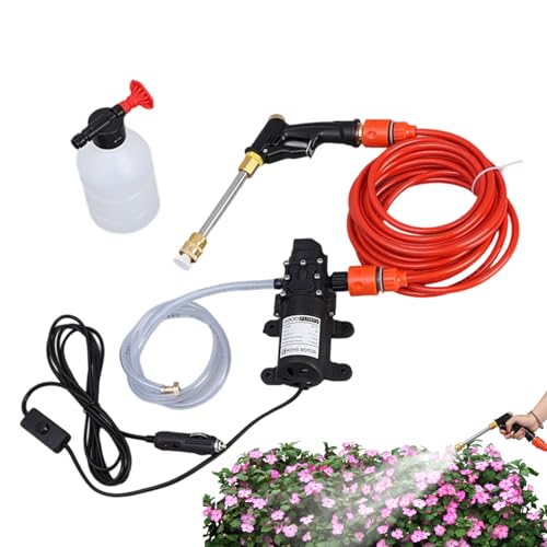 kinrguiyuez Wasserschlauch Druckdüse - Elektrisches Reinigungsset - Reinigungszubehör Mit Pumpe Schlauch Für Auto Waschen Haustiere Dusche Terrasse Gartenpflanzen von kinrguiyuez