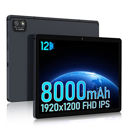 kinstone Android 12 Tablet 10.1 Zoll,8GB+256GB, 7500mAh 2.0GHz Fast Octa-core Tablet,2.4G+5G WiFi Tablets,1920x1200 FHD IPS,Unterstützung Netflix Widevine L1,Dual Kamera,Bluetooth 5.0 von kinstone