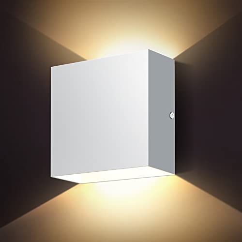 kioooki Wandleuchte Innen, LED Wandleuchte Wandlampe, 3000K Warmweiß LED Wandbeleuchtung, Moderne Wandlampen Wand Beleuchtung Badlampe für Schlafzimmer Badezimmer Treppenhaus 12W (Weiß) von kioooki