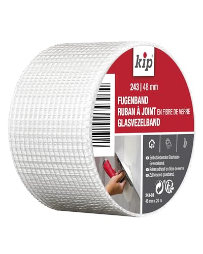 Kip Fugenband - Permanentes Glasfaser-Gewebeband 48mm x 20m - Für Reperatur- & Spachtelarbeiten - Einfache Fixierung - Selbstklebend & Reißfest von kip