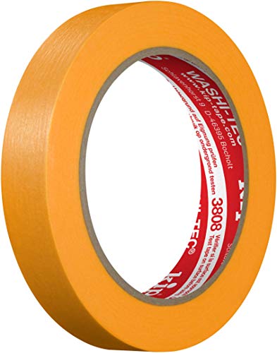 Kip 3808 WASHI-TEC® Goldkrepp® - Professionelles Malerband in premium Qualität 18 mm x 50 m | dünnes Washi Tape zum Abdecken, Malen & Lackieren, Malerklebeband für Malerarbeiten & Renovierungen von kip