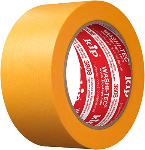 Kip 3808 WASHI-TEC® Goldkrepp® - Professionelles Malerband in premium Qualität 48 mm x 50 m | dünnes Washi Tape zum Abdecken, Malen & Lackieren, Malerklebeband für Malerarbeiten & Renovierungen von kip
