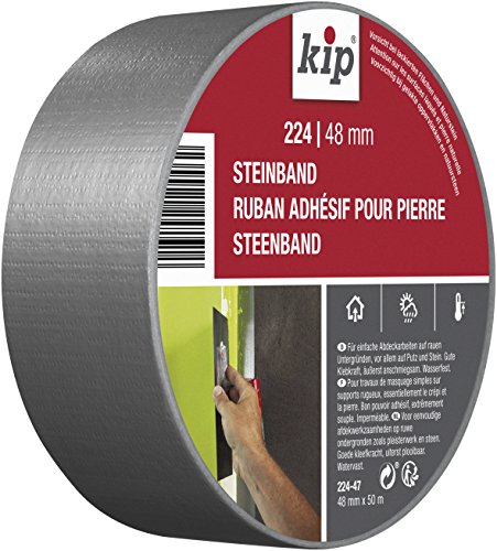 Kip Tape 224-47 Steinband – Wasserabweisendes Gewebeband aus PE für Putz und Stein – Panzertape für den Gebrauch drinnen und draußen – 48mm x 50m von kip