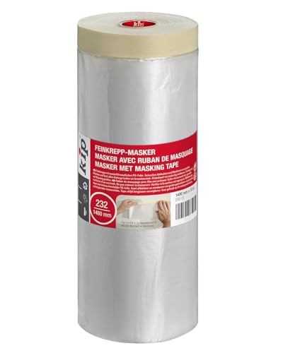 kip Tape 232-13 Feinkrepp-Masker – Abdeckfolie mit Kreppband zum Streichen & Lackieren – Schutz vor Farbflecken – 1400mm x 33m kip Tape 232-13 Feinkrepp-Masker – Abdeckfolie mit Kreppband zum Streichen & Lackieren – Schutz vor Farbflecken – 1400mm x 33m von kip