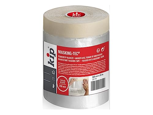 Kip Tape 232-54 Feinkrepp-Masker – Abdeckfolie mit Kreppband zum Streichen & Lackieren – Schutz vor Farbflecken – 550mm x 33m von kip