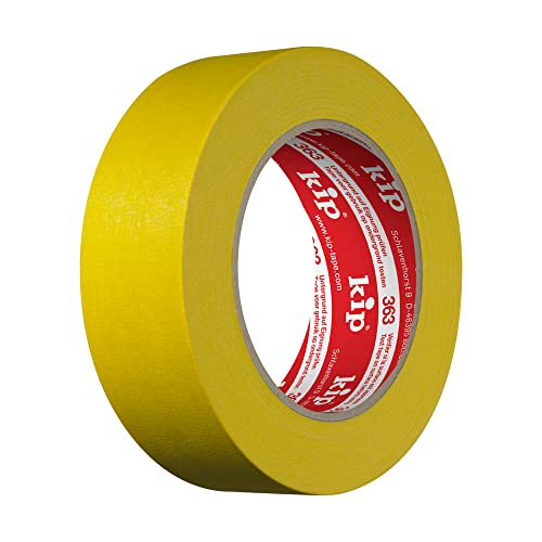 kip 363 Stucco-Tape gelb 36mmx50m / Leicht gekreppt/Naturkautschuk-Kleber/Rückstandslos entfernbar/Langfristig einsetzbar bis 6 Wochen von kip