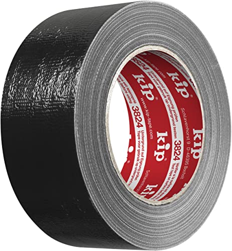 kip 3824 Steinband 50 mm x 50 m schwarz/Gewebe + PE Beschichtung/leicht abreißbar/wasser- & ölresistent/robust/Abdeckarbeiten Innen & Außen/Sandstrahlen/starke Haftung mit Hotmelt Kleber von kip