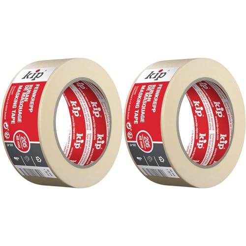 kip Tape 205-47 Feinkrepp – Professionelles Malerkrepp – Imprägniertes Abdeckband zum Streichen & Lackieren – 48mm x 50m (Packung mit 2) von kip