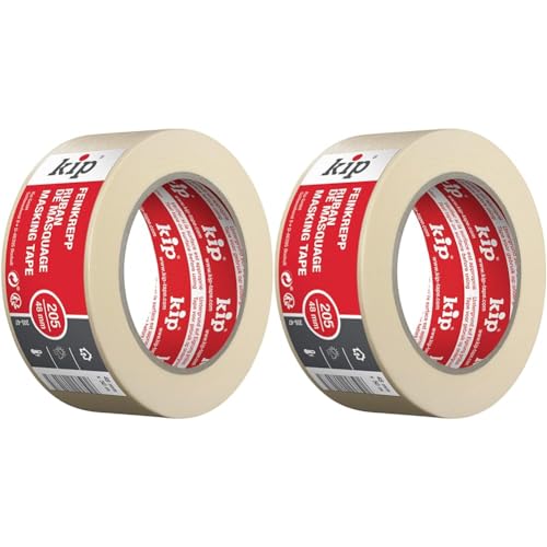 kip Tape 205-47 Feinkrepp – Professionelles Malerkrepp – Imprägniertes Abdeckband zum Streichen & Lackieren – 48mm x 50m (Packung mit 2) von kip