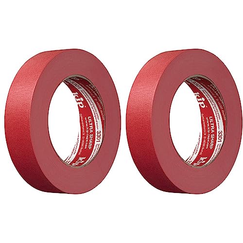 kip Tape 3301 Ultra Sharp Abklebeband – Professionelles Malerkreppband für ultra scharfe Kanten beim Streichen & Lackieren – 24mm x 50m, rot, 24 mm x 50 m (Packung mit 2) von kip