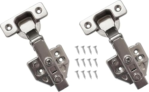 Kippen 1261X - Set mit 2 Scharnieren aus vernickeltem Stahl mit Öffnungswinkel von 110° + 12 Stahlschrauben von 16 mm. Verschluss mit Soft-Closing-System. Anwendung: Außenanschlag. von kippen