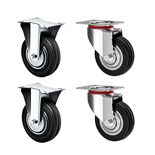 kippen 1604CK Set mit 4 industriellen Rädern, Durchmesser 125 mm. (2 mit fester Platte + 2 mit Drehplatte) von kippen