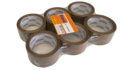 kippen 9004A2 – Packung mit 6 Rollen Klebeband für Verpackung, Farbe: Havanna, Maße: 66 m x 50 mm. von kippen