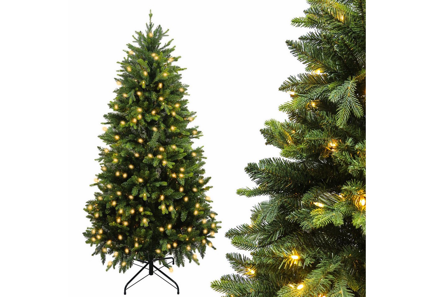 kisidus Künstlicher Weihnachtsbaum Künstlicher Tannenbaum mit LED Beleuchtung, Grün, Realistischer Tannenbaum mit Metall-Ständer, Weihnachtsbaum aus PVC Material, 180 cm, 1680 Spitzen kisidus Künstlicher Weihnachtsbaum Künstlicher Tannenbaum mit LED Beleuchtung, Grün, Realistischer Tannenbaum mit Metall-Ständer, Weihnachtsbaum aus PVC Material, 180 cm, 1680 Spitzen von kisidus
