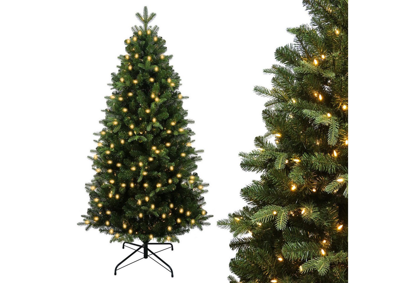 kisidus Künstlicher Weihnachtsbaum Künstlicher Tannenbaum mit LED Beleuchtung, grün, Realistischer Tannenbaum mit Metall-Ständer, Weihnachtsbaum aus PVC-Material,180 cm, 1061 Spitzen kisidus Künstlicher Weihnachtsbaum Künstlicher Tannenbaum mit LED Beleuchtung, grün, Realistischer Tannenbaum mit Metall-Ständer, Weihnachtsbaum aus PVC-Material,180 cm, 1061 Spitzen von kisidus